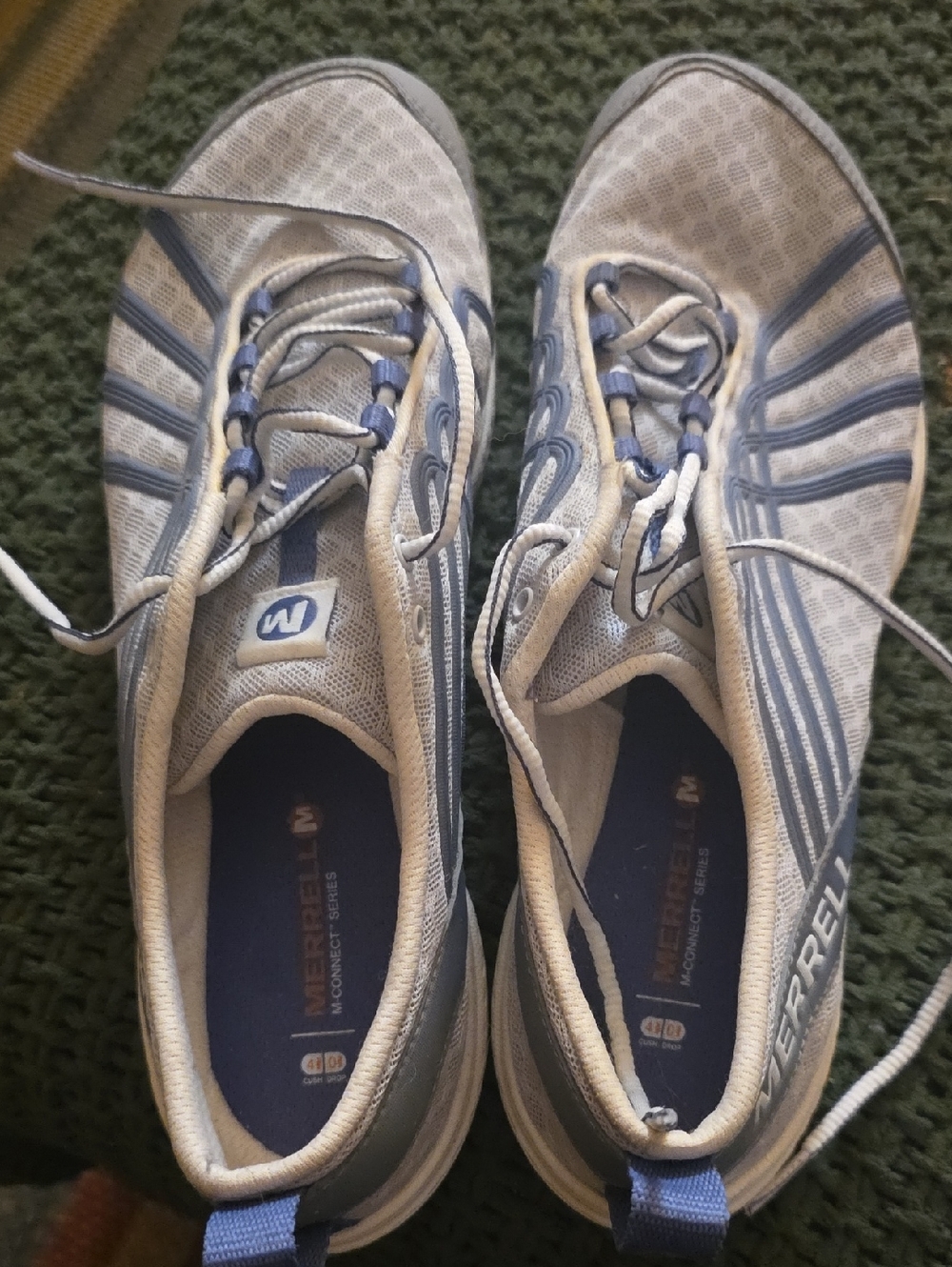 Merrell Light Gray and Blue Breathable Mesh Trainers